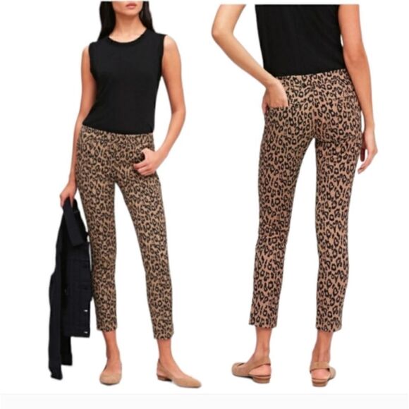 Banana Republic Sloan Ankle Animal Print Washable Bi Stretch Pants Sz 0 NWT - Picture 1 of 12
